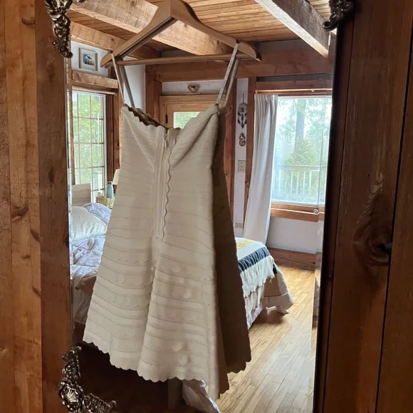 Herve Leger A-Line Phoebe Scalloped Dress - Picture 3 of 12